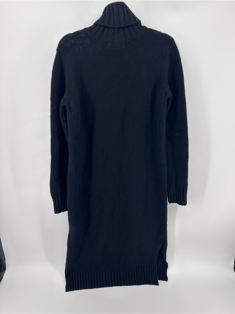 &Daughter Black 100% Wool Turtleneck Sweater Dress Made In Ireland Nwt Side Slit — image 6 of 8